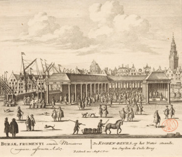 The Corn Exchange, standing on the water, to the south of the Old Bridge, Bursae, frumenti emendi