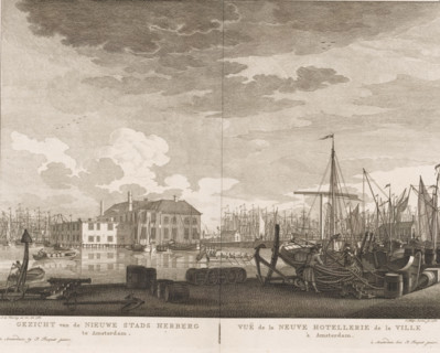 View of the Nieuwe Stadsherberg in Amsterdam, Vuë de la Neuve Hotellerie de la ville á Amsterdam,