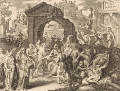Cartoon of the Theatre Battle, ca. 1685, Caricature of the Poet Pluimer. Castellan of the Theatre,