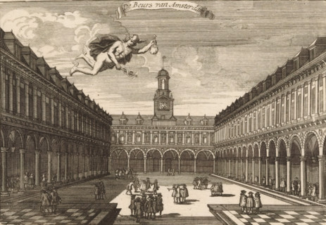 The Amsterdam Stock Exchange, View of the courtyard of the Hendrik de Keyser Stock Exchange, print,