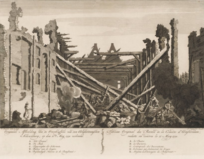 Original Image of the Remains of the Amsterdam Theatre, burned on May 11, 1772, Original Tableau of