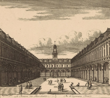 The Merchants' Exchange, La Bourse des Marchands, View of the courtyard of the Exchange by Hendrik