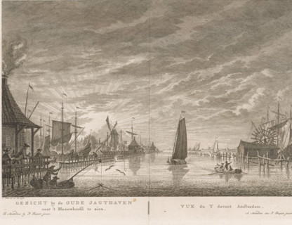 View by the Old Marina looking towards the Blaauwhooft, Vue du Y devant Amsterdam, View of the Old