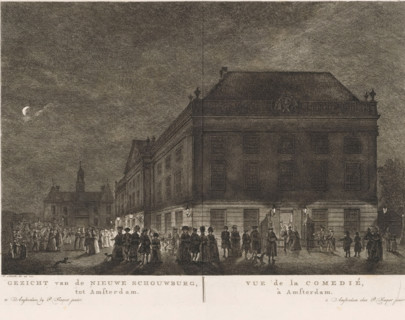 View of the New Theatre, in Amsterdam, Vue de la Comedié, à Amsterdam, View of the theatre on