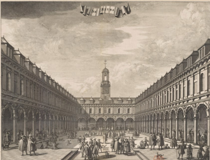View of the courtyard of the Exchange by Hendrik de Keyser in Amsterdam, The Exchange, print, book