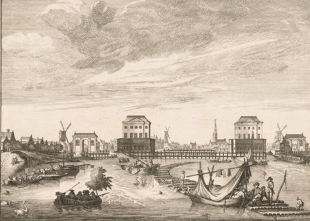 View of the two Blockhouses in the Amstel, 1651-1654, print, View of the two Blockhouses in the