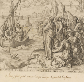 Christ telling parables from a ship, Parable of the Sower, Thesaurus sacrarum historiaru veteris