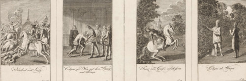 Four depictions from the history of the St. Bartholomew's Day Massacre, print, The prints are