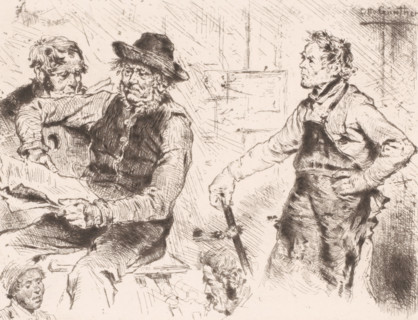 Study sheet with male figures and heads, print, printmaker: Otto Günther-Naumburg, publisher: