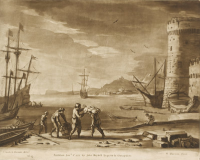 Seaport with figures loading merchandise onto a rowboat, Liber Veritatis. Or a Collection of Two