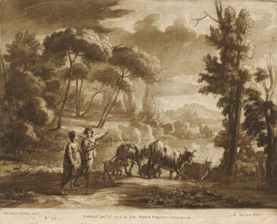 Landscape with lake and two shepherds with cattle, Liber Veritatis. Or a Collection of Two Hundred
