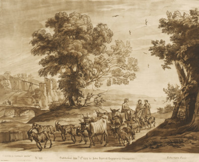 Coastal landscape with shepherds and cattle, Prints after drawings by Claude Lorrain, Liber