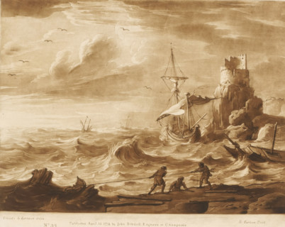 Storm at sea with shipwreck, Prints after drawings by Claude Lorrain, Liber Veritatis. Or a