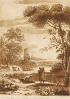 Coastal landscape with Tobias and the angel, Liber Veritatis. Or a Collection of Two Hundred