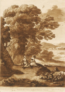 Landscape with Jupiter seducing Callisto in the guise of Diana, Prints after drawings by Claude