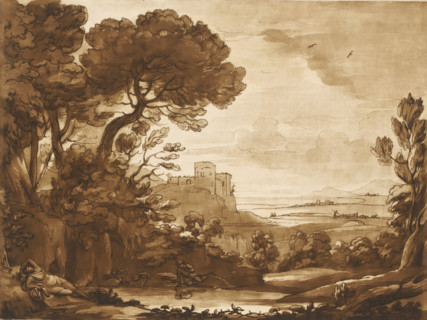 Landscape with Narcissus and Echo, Prints after drawings by Claude Lorrain, Liber Veritatis. Or a