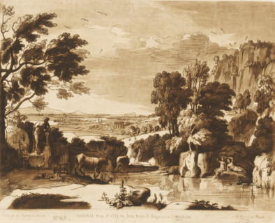 Landscape with bathing figures and castle on a high cliff, Liber Veritatis. Or a Collection of Two