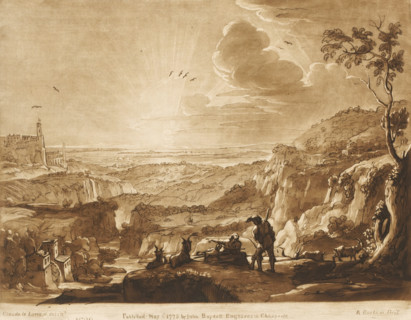 Mountainous landscape with hunter and shepherd at sunset, Liber Veritatis. Or a Collection of Two