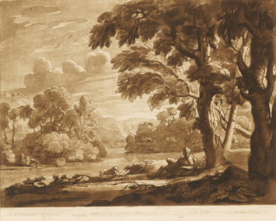 Landscape with John the Baptist lying under a tree on a riverbank, Liber Veritatis. Or a Collection