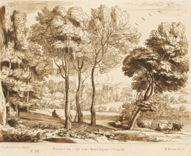 View of the Tor Crescenza Castle in Rome, Prints after drawings by Claude Lorrain, Liber Veritatis.