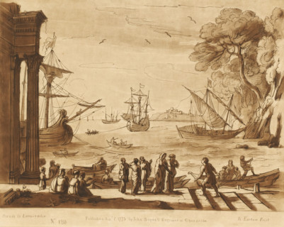 Harbour view with embarkation of H. Paula, Liber Veritatis. Or a Collection of Two Hundred Prints,