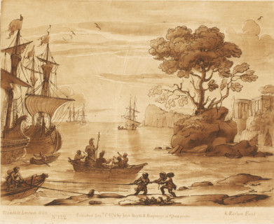 Coastal view with landing of Aeneas in Latium, Liber Veritatis. Or a Collection of Two Hundred