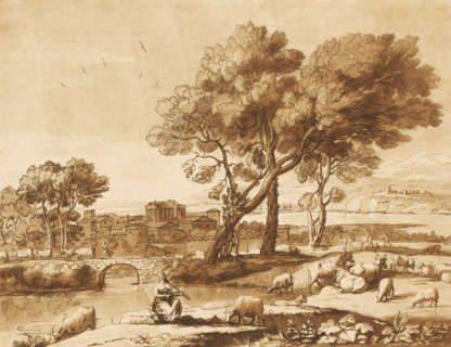 Landscape with Mercury stealing Admetus' cattle from Apollo, Prints after drawings by Claude