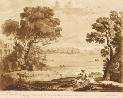 Coast of Naxos with Bacchus and Ariadne, Prints after drawings by Claude Lorrain, Liber Veritatis.
