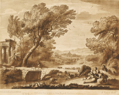 Landscape with ruins and tranquility during the flight to Egypt, Prints after drawings by Claude