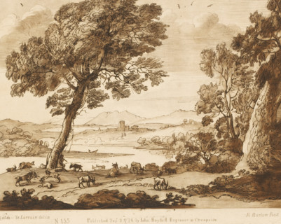 Landscape with goats and a flute-playing shepherd near a lake, Liber Veritatis. Or a Collection of