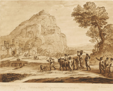 Landscape with a view of Delphi and procession, Liber Veritatis. Or a Collection of Two Hundred