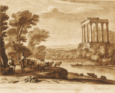 Landscape with Mercury giving the lyre to Apollo, Prints after drawings by Claude Lorrain, Liber