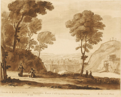 Landscape with Christ appearing to Mary Magdalene (Noli me tangere), Liber Veritatis. Or a