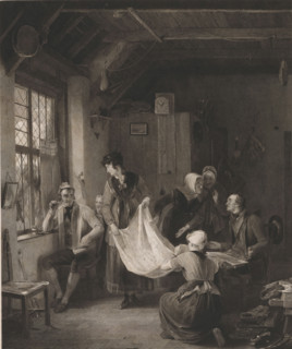 The Pedlar, Pedlar in a Living Room, print, printmaker: James S. Stewart, after painting by David