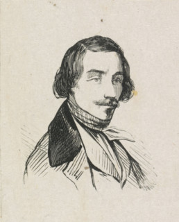 Portrait of Jan August Hendrik Leys, print, after drawing by Henri Leys (baron), 1825 - c. 1919,