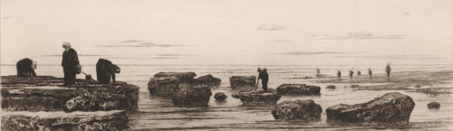 Seaweed gatherers on the coast near Veules, Les ramasseurs de varech à Veules (original title),