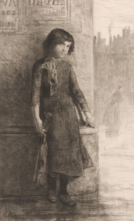 Young street musician, print, printmaker: Ernst Witkamp (signed by artist), 1864 - 1897, paper,