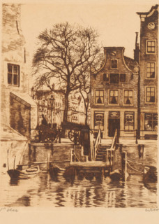 Overhaul at the Montelbaan Tower in Amsterdam, print, Viewed from the Oude Schans towards Oude