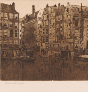 View of the Oudezijds Kolk in Amsterdam, Oudezijds Kolk (original title), print, annotation: