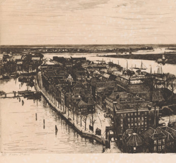 Harbour, Dordrecht (original title), View of Dordrecht looking north from the tower of the Grote
