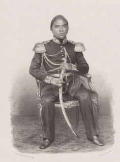 Portrait of Hamangkoe Boewono VI, the Sultan of Yogyakarta, print, The sitter is seated on a chair