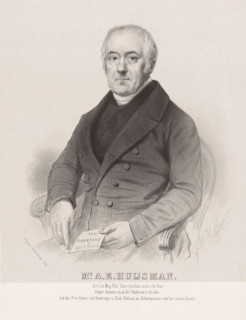 Portrait of AE Huijsman, print, The sitter holds a letter in his hand with the inscription:
