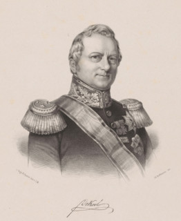 Portrait of Hendrik Merkus de Kock, print, The sitter wears a military uniform with two order