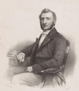 Portrait of an unknown man, possibly Robert Voûte, print, The sitter is seated at a table and has