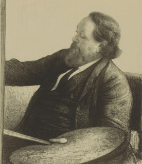 Portrait of Jacob Maris, Famous contemporaries, print, The artist is at work. He is sitting in