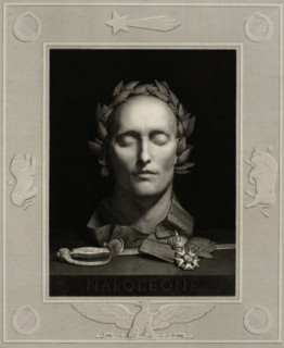 Death mask of Napoleon I Bonaparte, print, printmaker: Luigi Calamatta, Italy, 1834, paper, chine