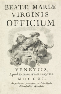Title print with God the Father on a cloud with putti, Beatae Mariae virginis officium, print,