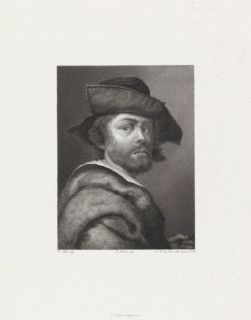 Portrait of painter Cristofano Allori, print, collector's mark: 'Oval with fleur de lys and text.',