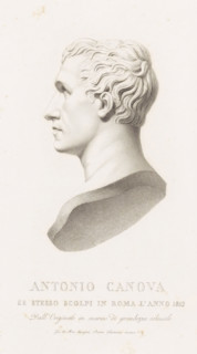 Portrait bust by Antonio Canova, print, Sculpted self-portrait by Antonio Canova., printmaker:
