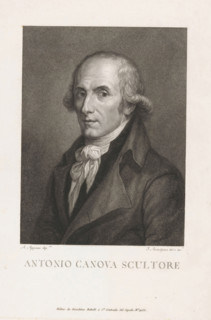 Portrait of sculptor Antonio Canova, print, printmaker: Francesco Rosaspina, Italy, after painting